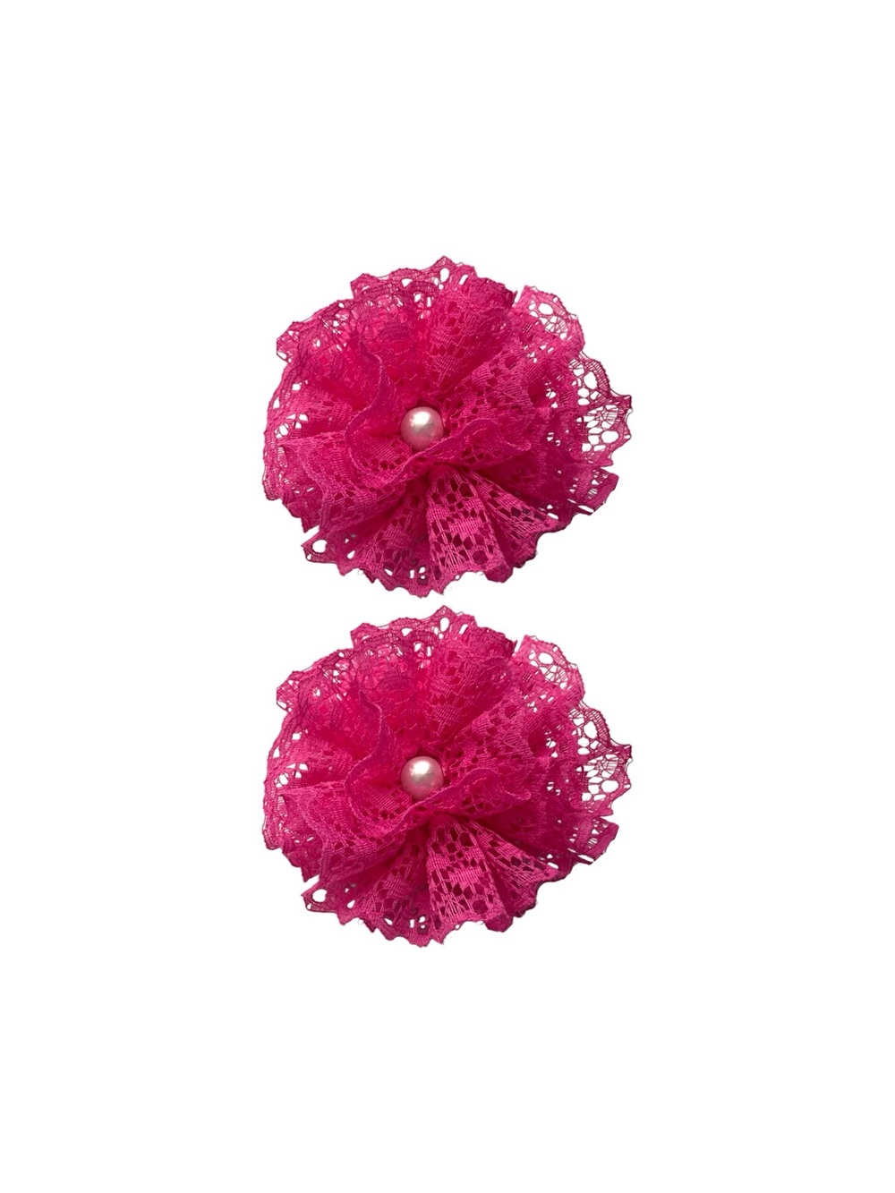 Pink Lace Flower Hair Clips